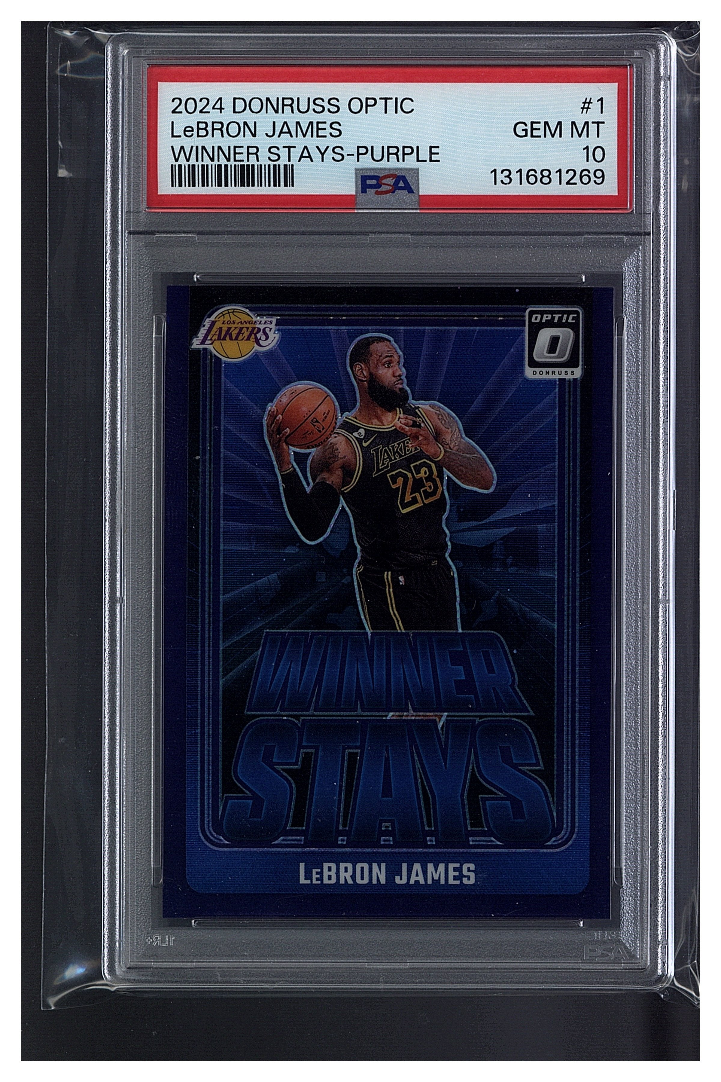 2024 Donruss Optic LeBron James Winner Stays - Purple PSA 10