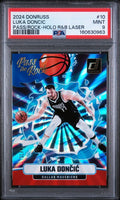 2024 PANINI DONRUSS PASS THE ROCK #10 LUKA DONCIC PASS/ROCK-HOLO R&B LASER PSA 9