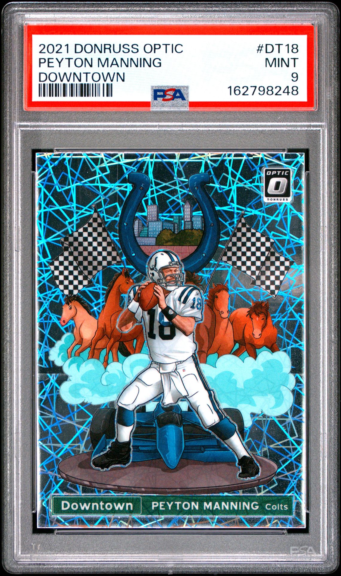 2021 PANINI DONRUSS OPTIC DOWNTOWN DT18 PEYTON MANNING PSA 9