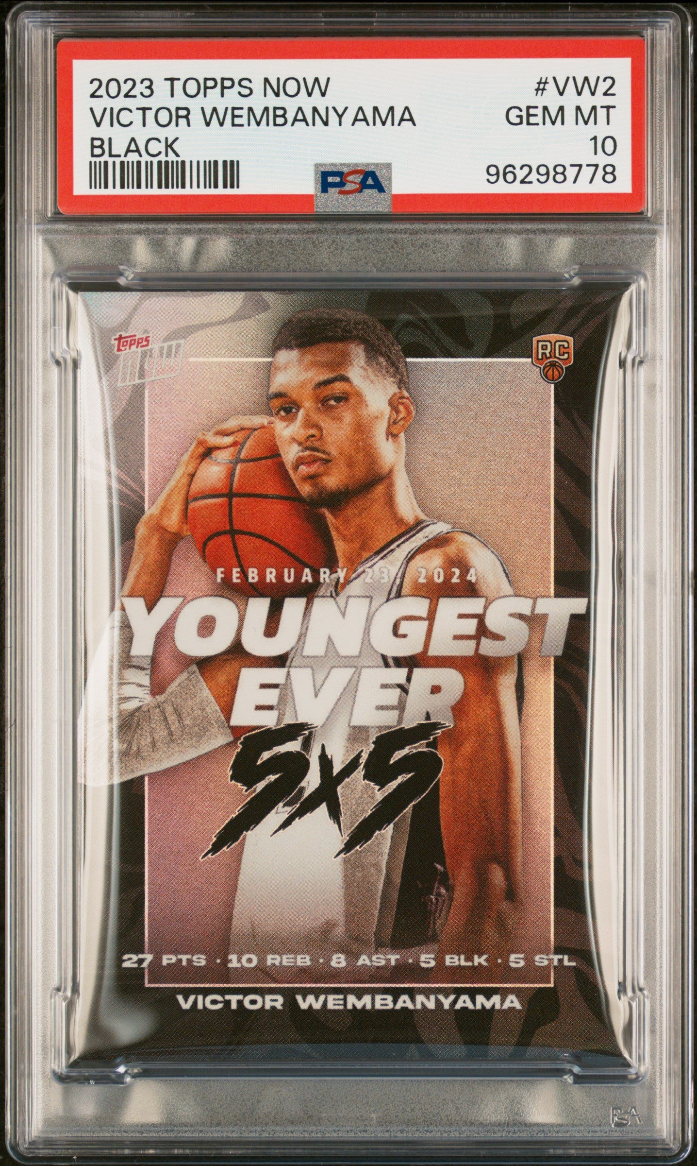 2023 TOPPS NOW #VW2 VICTOR WEMBANYAMA BLACK PSA 10